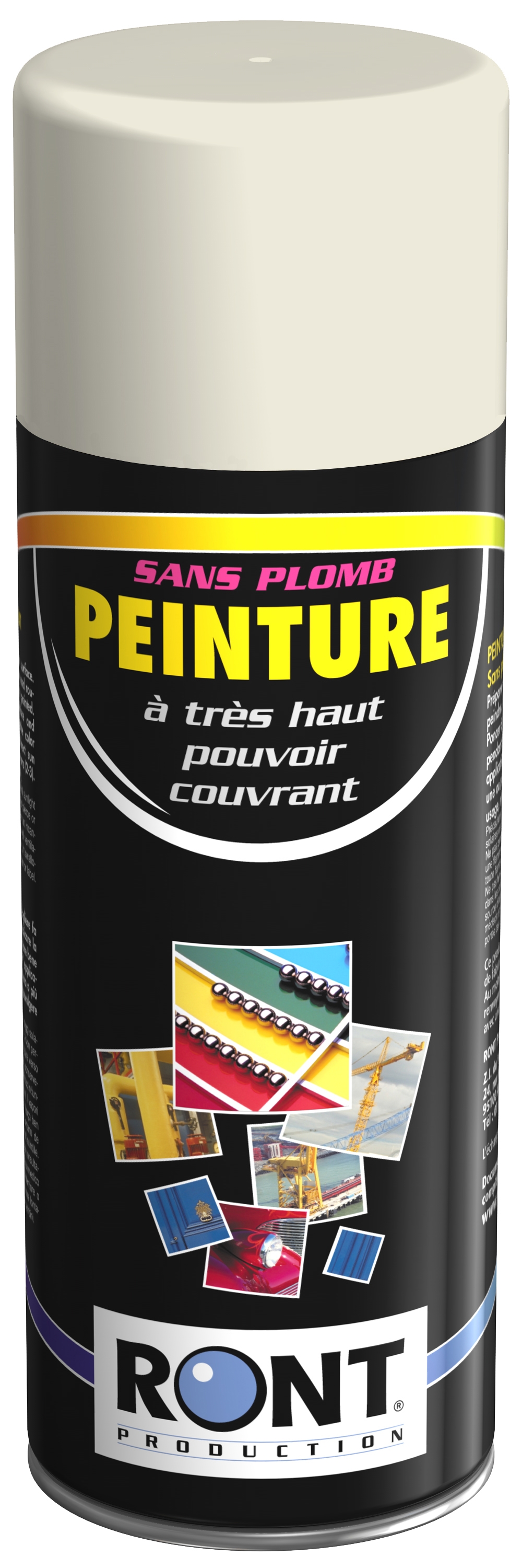 PEINTURE RAL 9001 Blanc Crème - Finition Brillante - Aérosol 520 ML - Ront