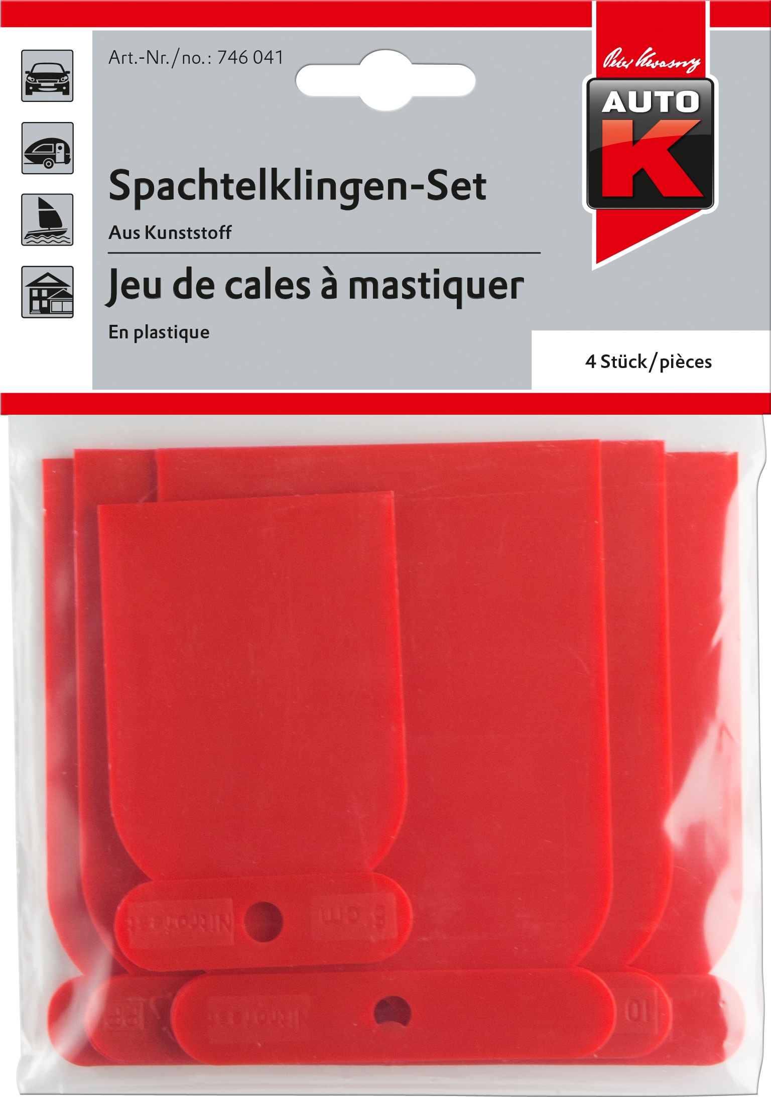 LOT DE 4 CALES A MASTIC PLASTIQUE - AUTO-K : 746041