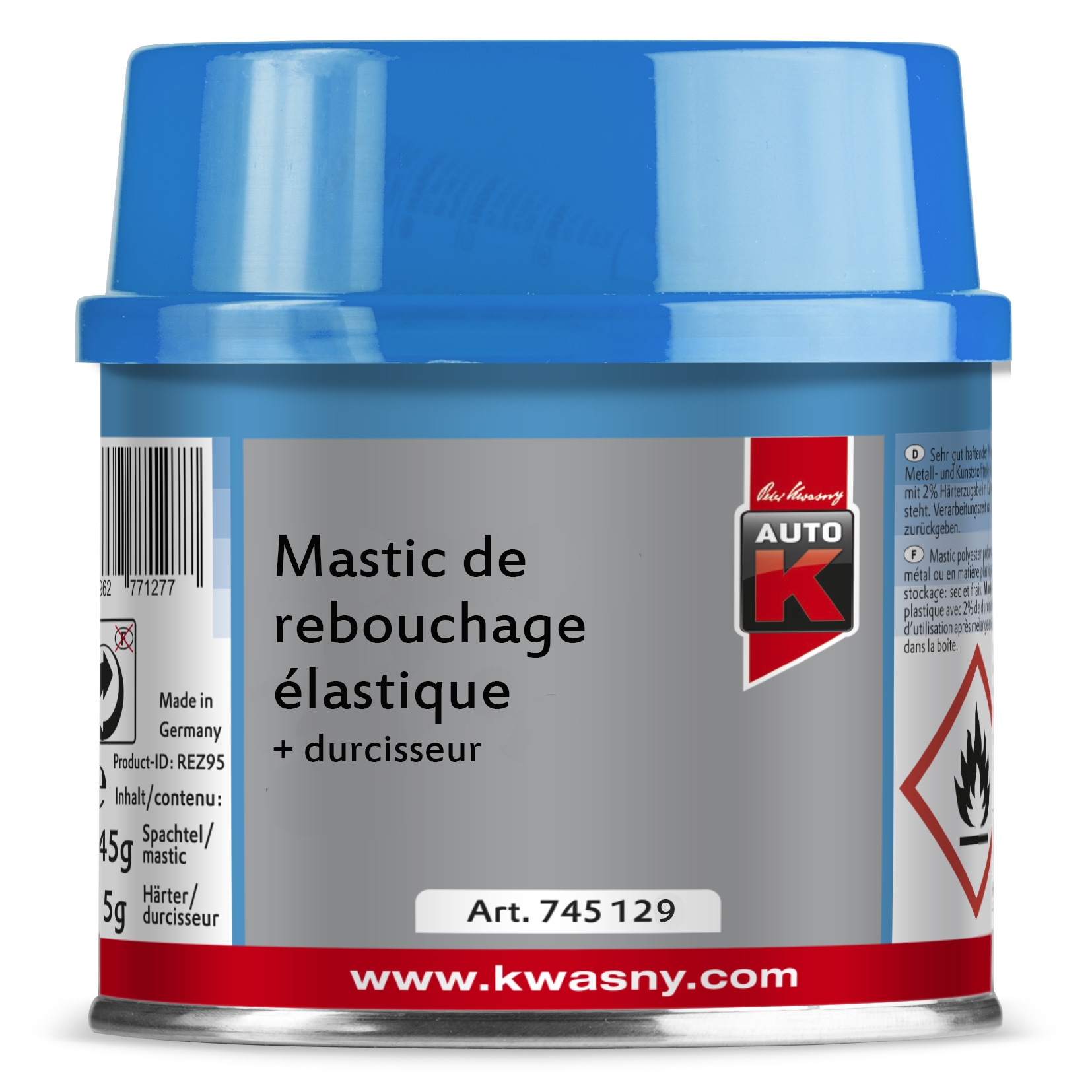 MASTIC REBOUCHAGE ELASTIQUE + DURCISSEUR 1KG - AUTO-K 745129
