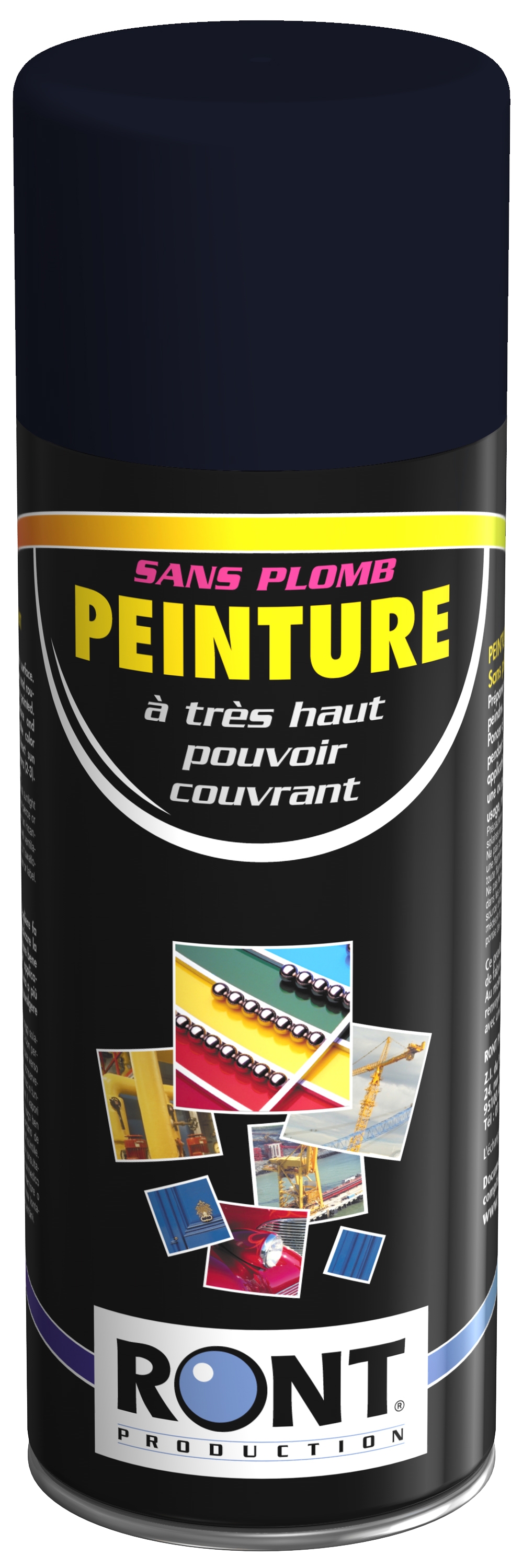 BOMBE DE PEINTURE RAL 5004 Bleu-noir - Aérosol 520 mL brut - Ront