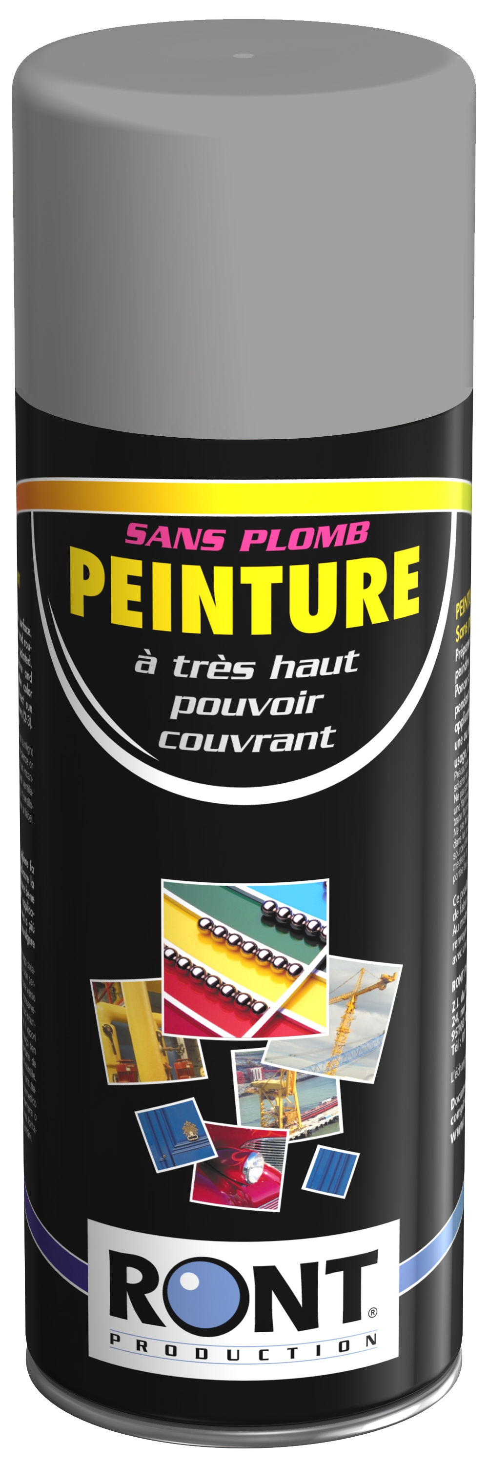 BOMBE DE PEINTURE RAL 9007 Gris Aluminium - Aérosol 520 mL brut - Ront