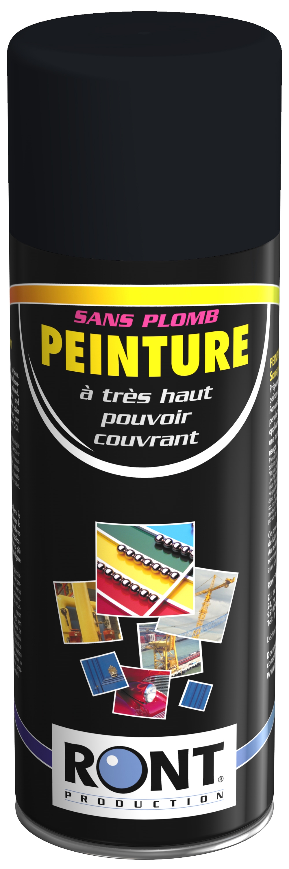 BOMBE DE PEINTURE RAL 9011 Noir Graphite - Aérosol 520 mL brut - Ront