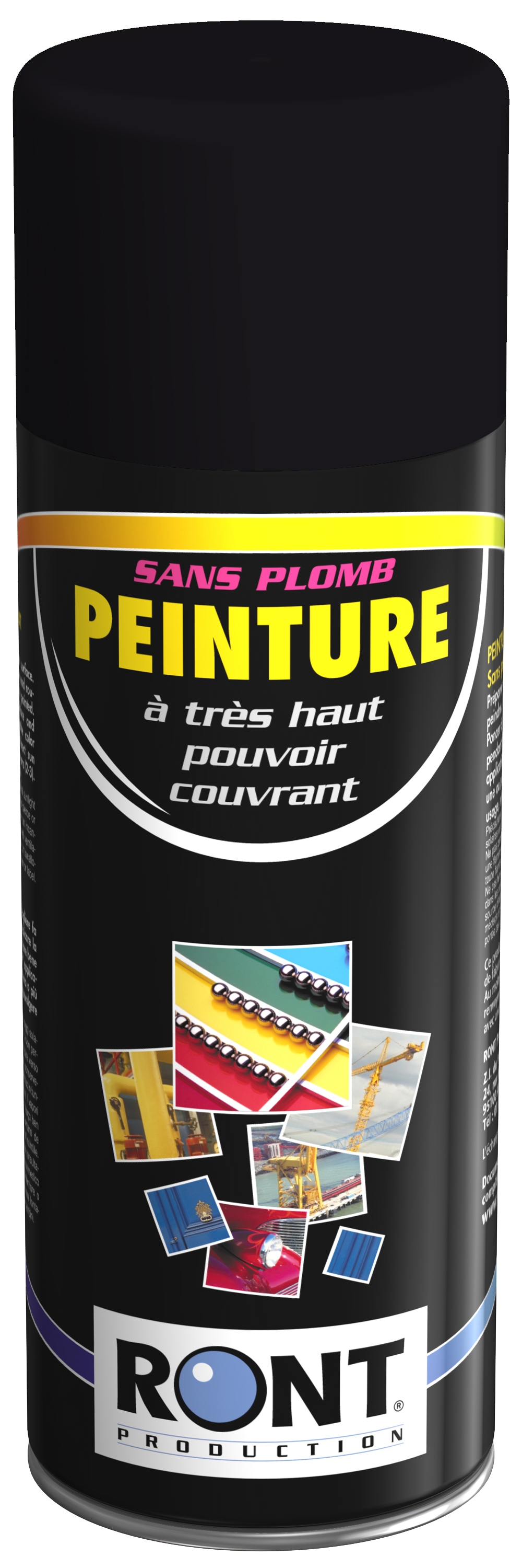 BOMBE DE PEINTURE RAL 9017 Noir Signalisation - Aérosol 520 mL brut - Ront